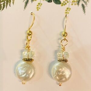 Elegant Gold and White Pearl Earrings